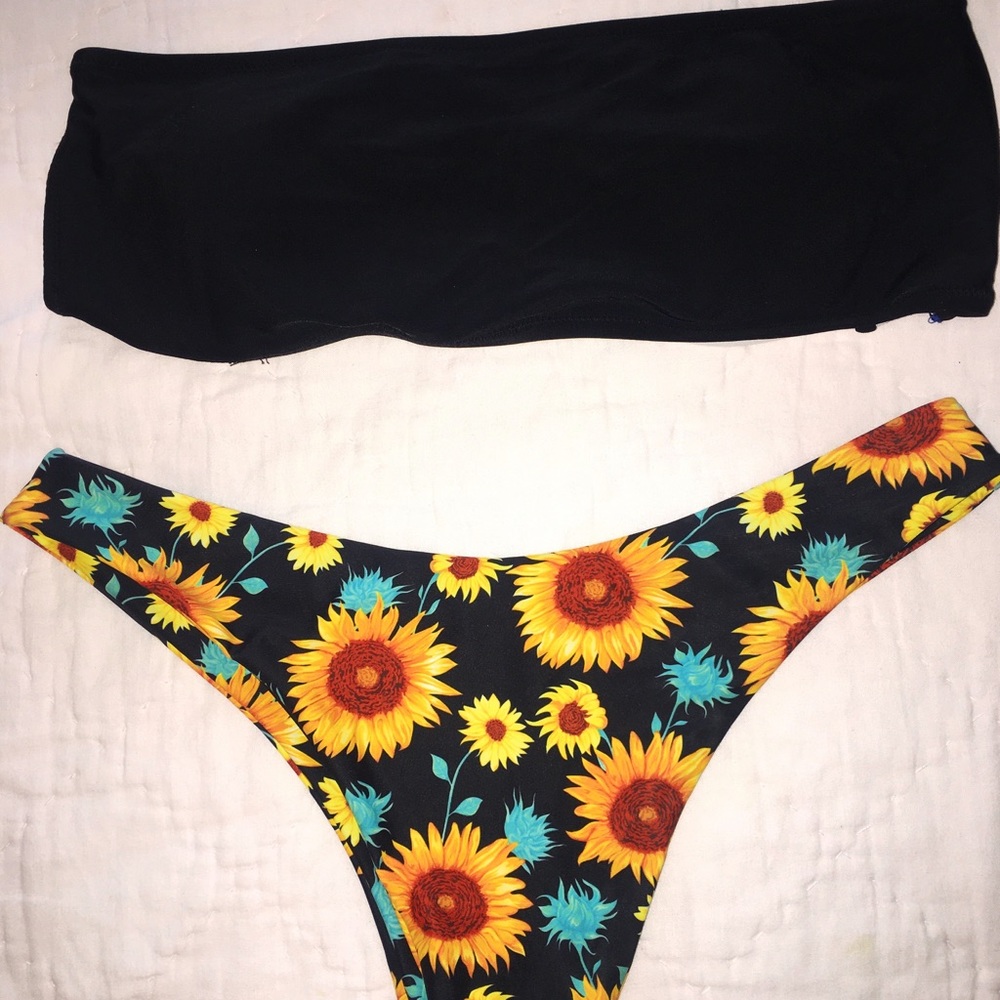 Bandeau and Sunflower Bikini Set